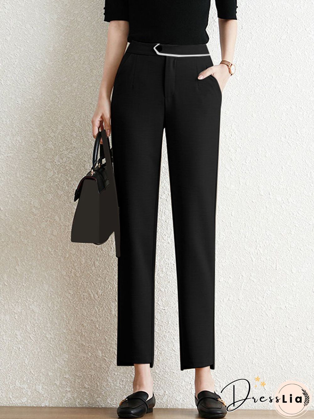 Contrast Pocket Step Hem Tailored Pants For Women