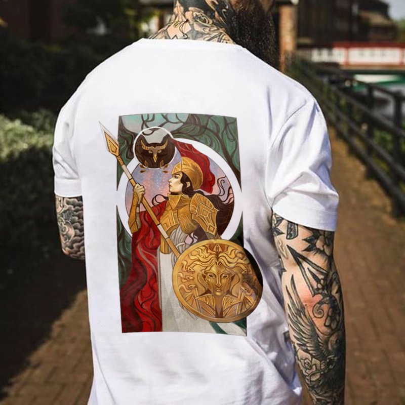 Fashion Athena Printed Casual Men's T-shirt - Krazyskull
