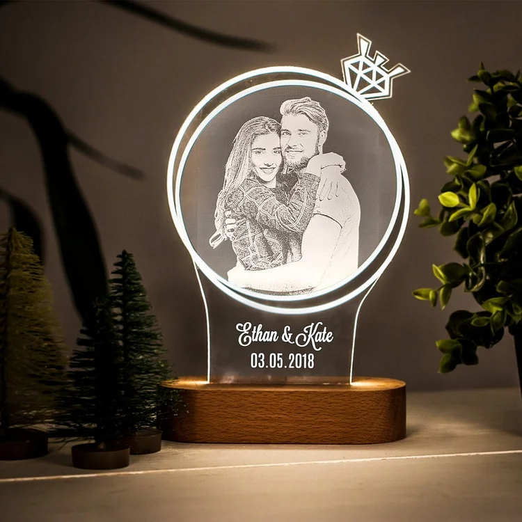 Personalized Photo Night Light 3D Illusion Lamp Proposal Couple Gift