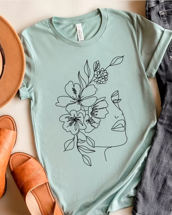Floral Woman Face Outline Shirt