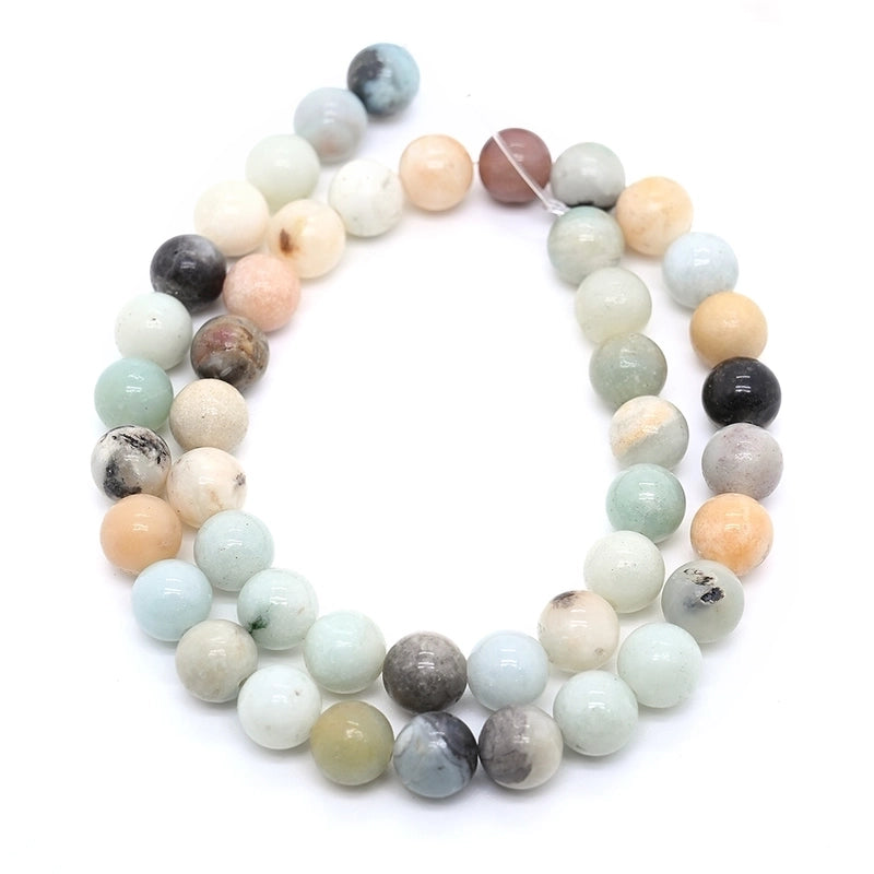 1 Strand/Package 10mm 6mm 8mm Hole Under 1mm Hole 1~1.9mm Natural Stone Amazonite Round Simple Polished Jewelry Accessories