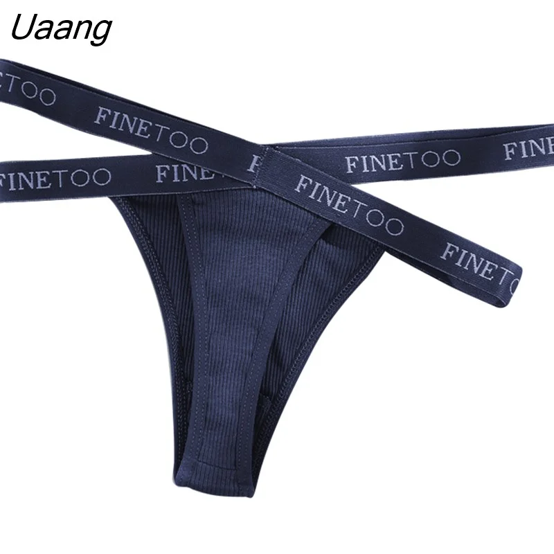 Uaang Cross Strap Cotton G-String Women's Panties FINETOO Letter High Waisted Fashion Thongs Panty Lingerie M-XL 8 Colors