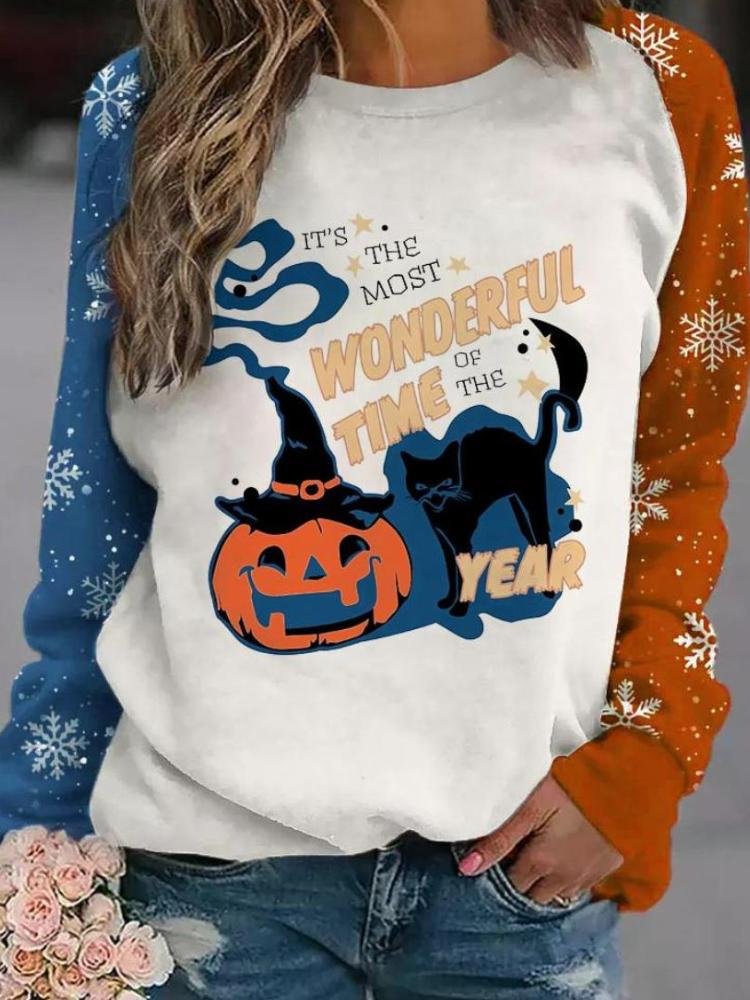 It's The Most Wonderful Time Of The Year Printed Casual Sweatshirt