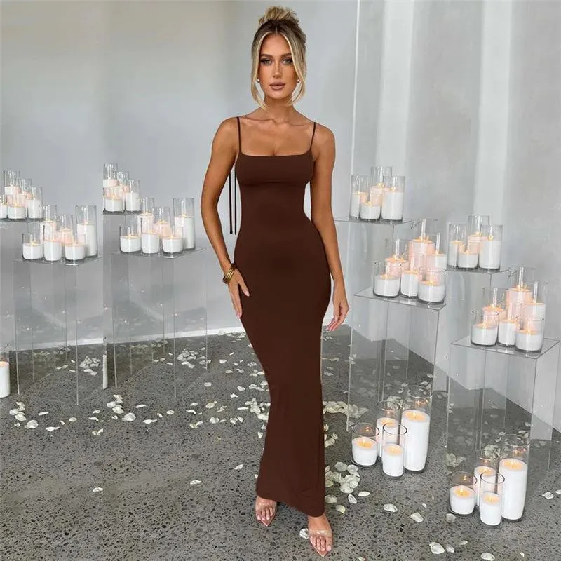 Uveng Uveng Women's Sexy Back Strap Temperament Slim Buttock Evening Dress
