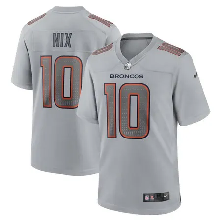 Men's Denver Broncos #10 Bo Nix  Gray Atmosphere Fashion Game Jersey