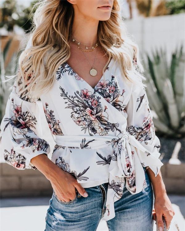 Women's Casual Floral Printed Plus Size Tops