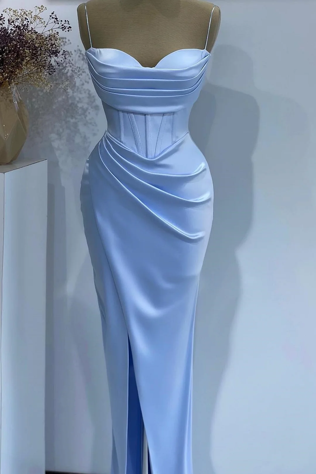 Baby Blue Mermaid Sweetheart Prom Dress With Spaghetti-Straps Online ED0318