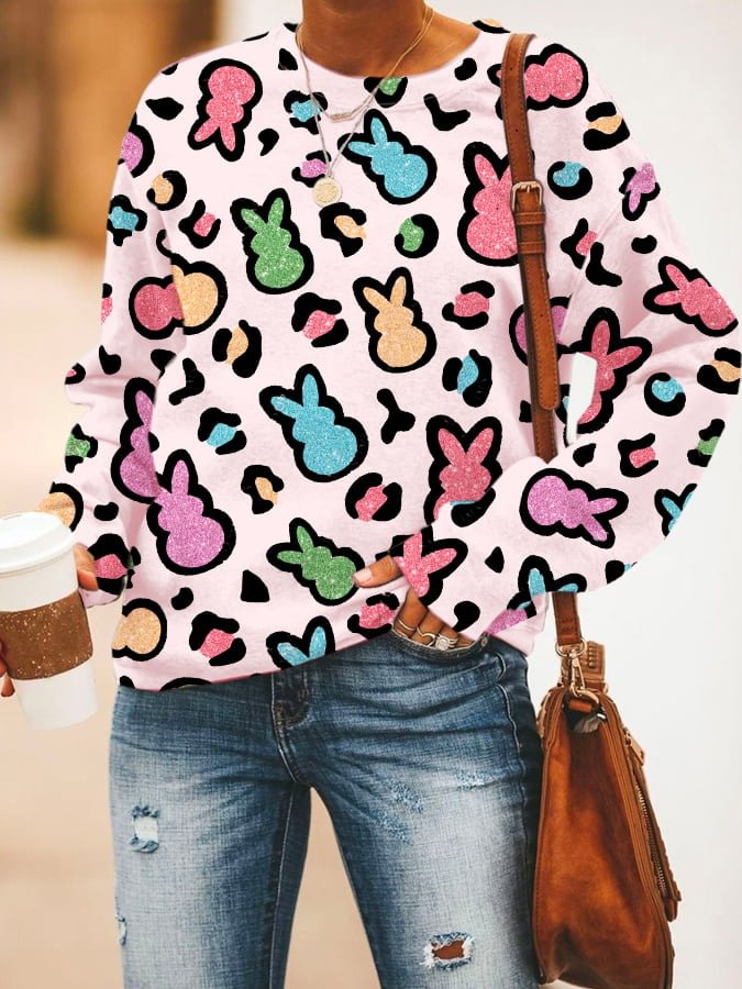 Women's Colorful Bunny Easter Sweatshirt