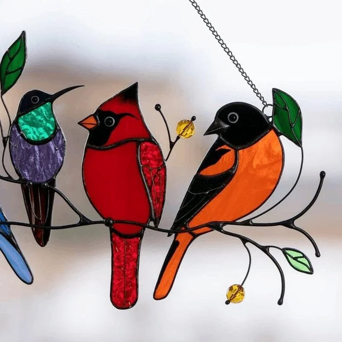 Last Day Special Sale The Best Gift-Birds Stained  Window  Panel Hangings