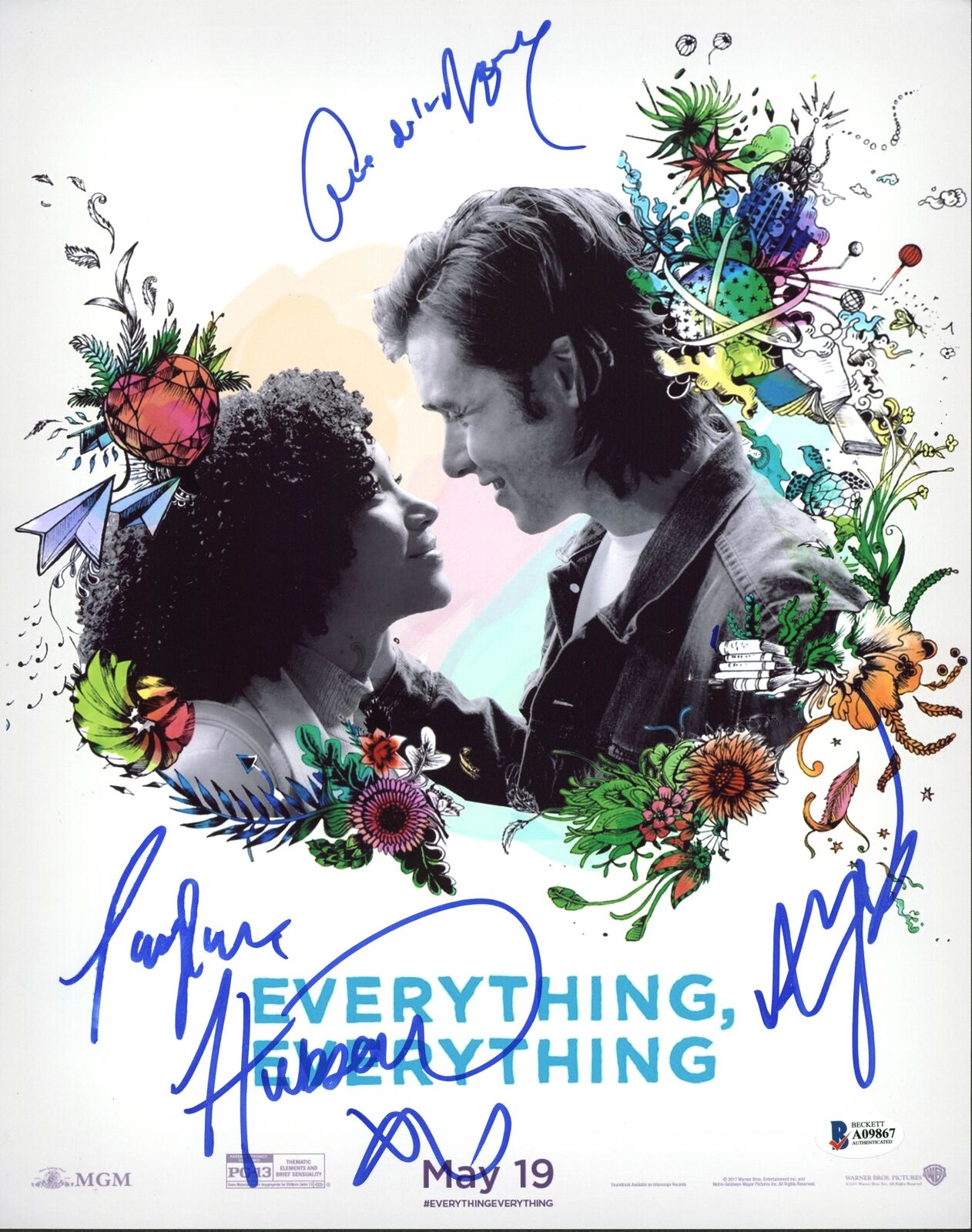 Everything, Everything (Amandla Stenberg +2) Signed 11X14 Photo Poster painting BAS #A09867