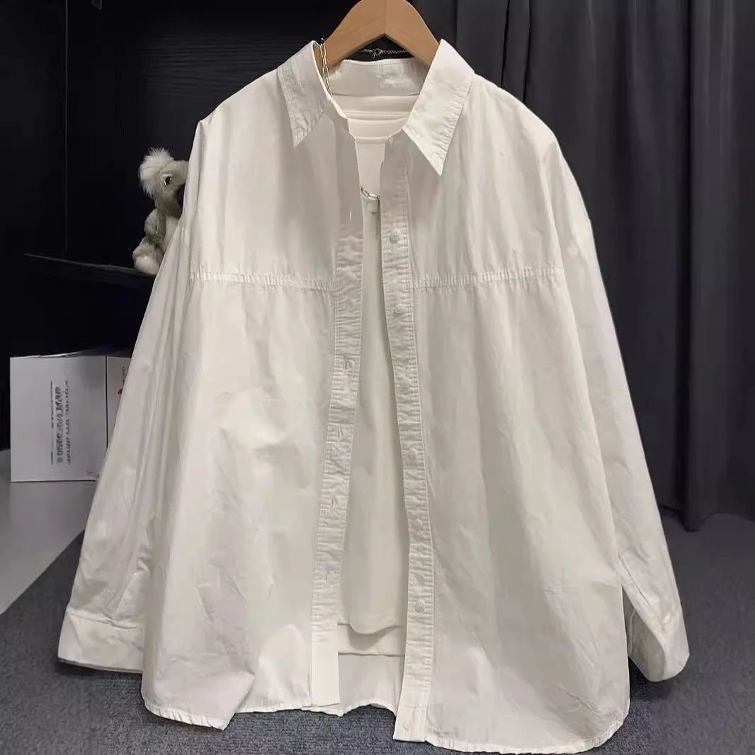 Athvotar Athvotar Pink Folded Long-Sleeved Shirt Coat Women's Spring Thin Loose BF Lazy Wind Long Casual Top