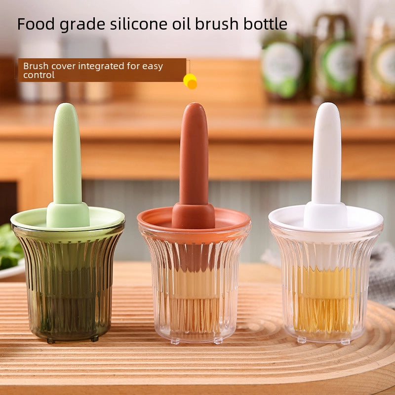 Oil Brush Household High Temperature Resistant Silicone Oil Brush With Bottle Kitchen Pancake Food Grade Barbecue Baking Integrated Oil Brush Bottle