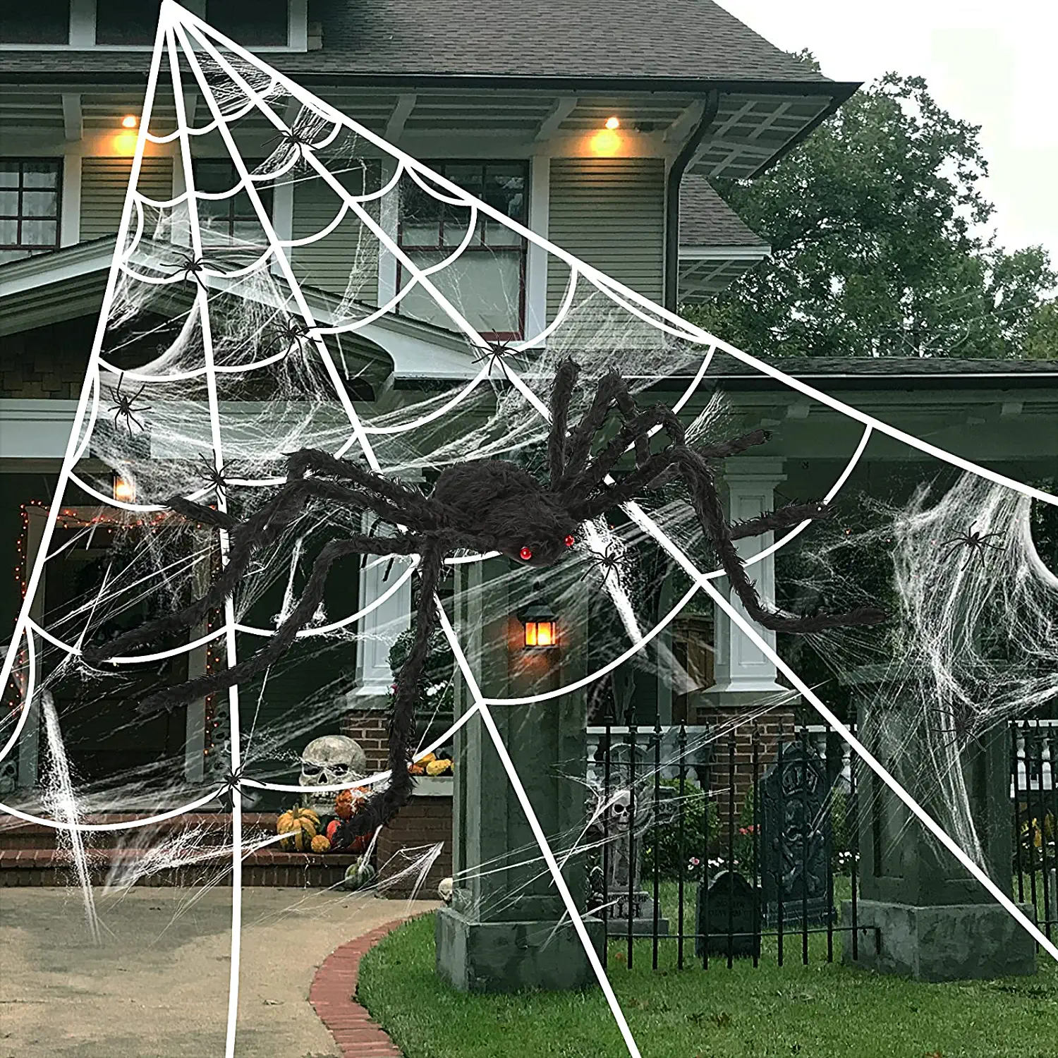 Spider Webs Halloween Decorations,236″ Spider Web and 59” Scary Giant ...