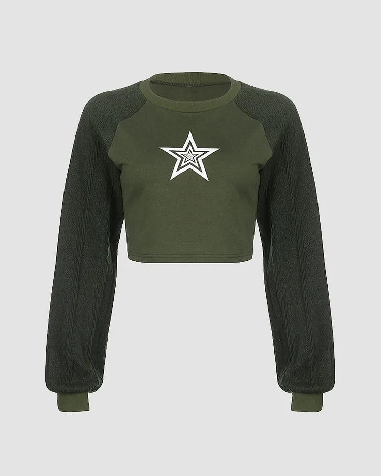 Helio Cable Knit Sleeves Star Top