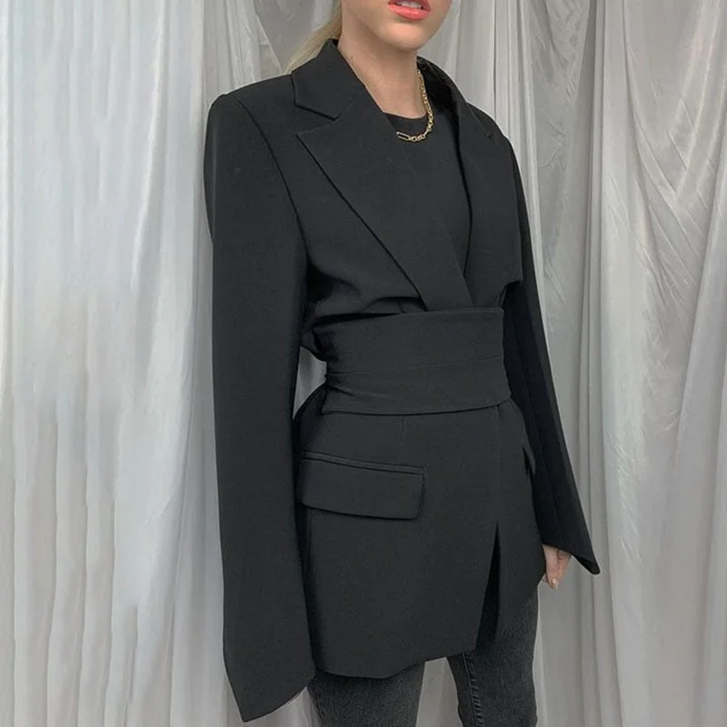Uforever21 Fashion Blazer Women's Spring Tie Waist Slim Fit Business Blazer And Jacket Retro Cardigan Khaki Black Ladies Tops 2022 New