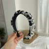 Elegant Black White Scrunched Satin Hair Bands