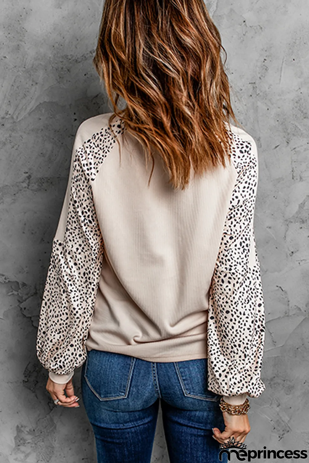 Khaki Thankful Pumpkin Leopard Print Long Sleeve Top