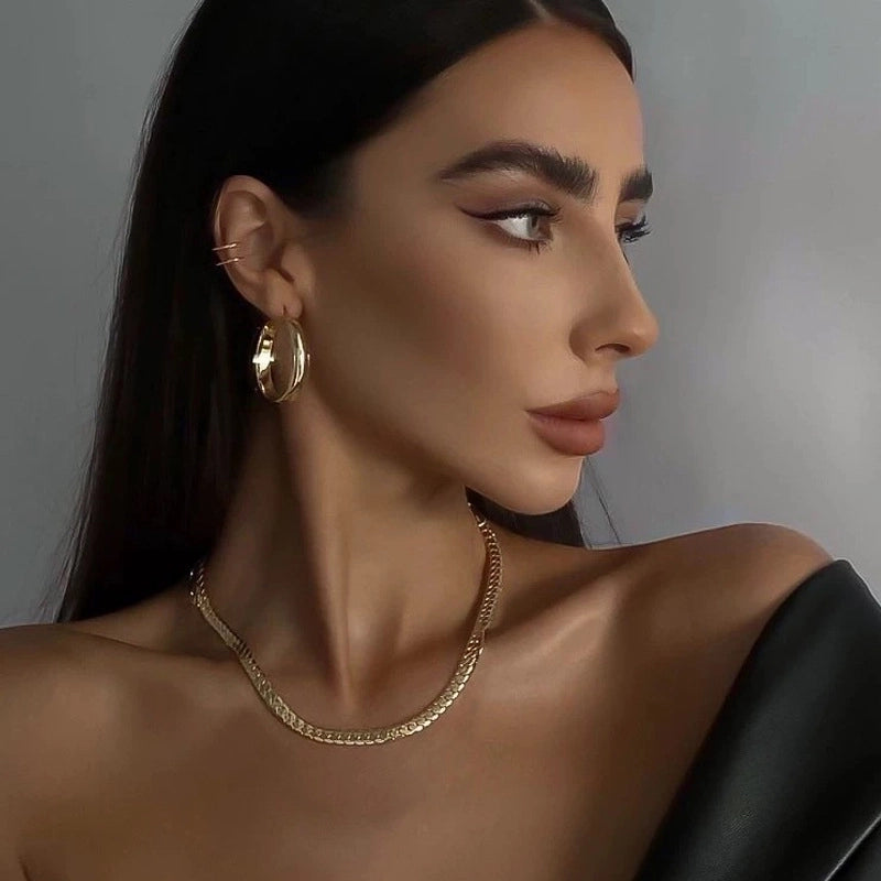 3 Pieces 304 Stainless Steel Titanium Steel 16K Gold Plated White Gold Plated Gold Plated Retro Plating Inlay Geometric Bracelets Necklace