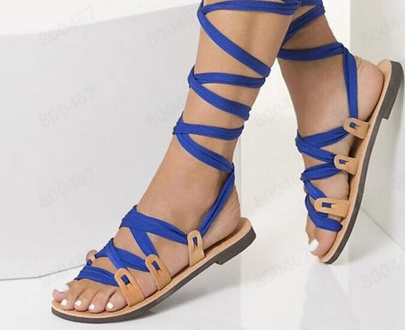 2020 Sexy Shoes Print Super Thin Flat Heel Shoes Sandals Women Summer Party Platform Ankle-wrap Woman Gladiator Sandals Female99
