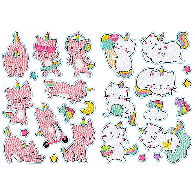 【Free Sticker】2pcs Dot Drill Sticker Cartoon Pattern DIY Art Craft for Kids Adult Gift Rewards gbfke