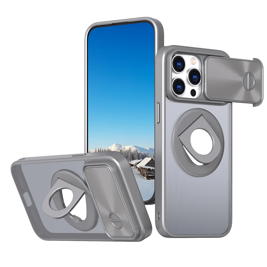 Suitable for iPhone 15/14 series invisible bracket skin-friendly magnetic sliding window phone case