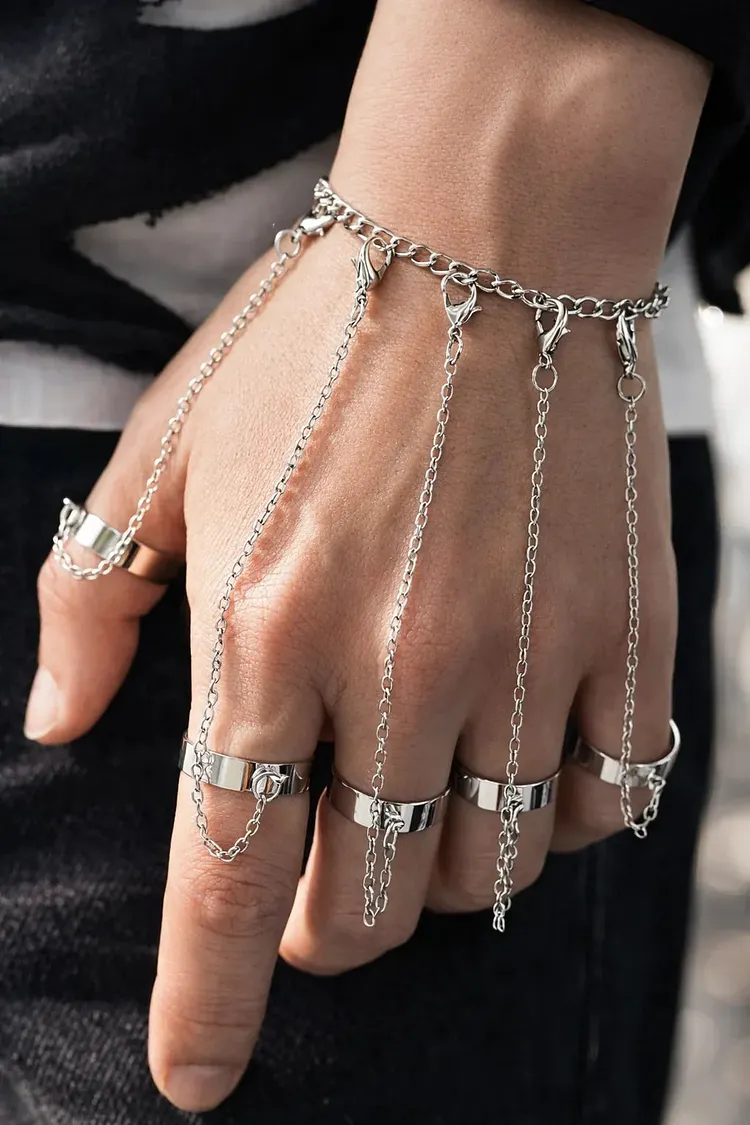 Kurapika Silver Multi-Chain Hand Harness Bracelet