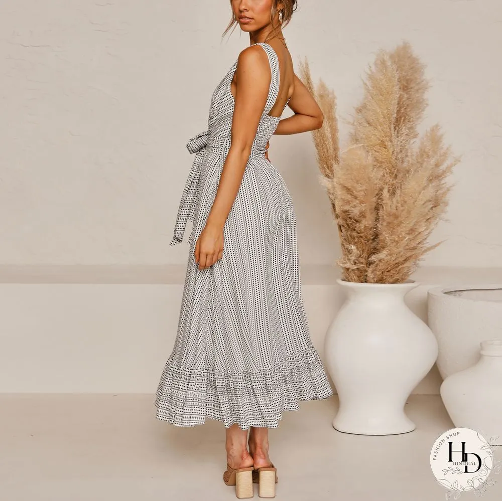 Sleek Sleeveless Overlap Dress