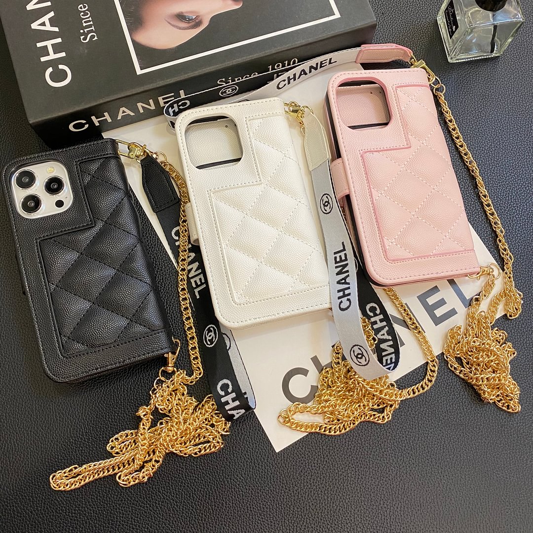 Chanel Genuine Leather Wallet Leather Crossbody Bag Apple iPhone Case