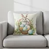 Set of 4 Easter Throw Pillow Covers 17.72x17.72in Bunny Square Pillowcase Cushion Case for Home Sofa Living Room Couch Bedroom Decor