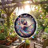 (18.5cm)DIY Acrylic Jigsaw Puzzle Window Hanging with Hanging Chain DIY Stained Glass Decoration Round Window Puzzle Decor for DIY Craft Project (Beauty)