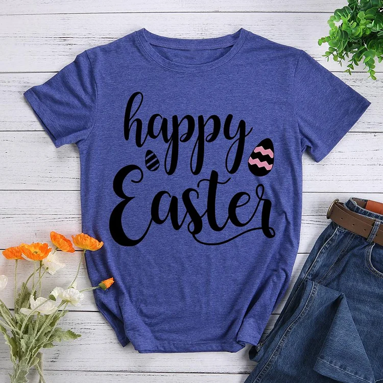 Happy Easter Round Neck T-shirt-0025134