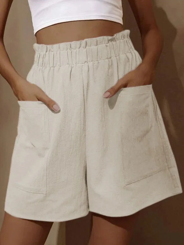 Cotton Linen Bud High Waist Loose Cotton Linen Ladies Shorts