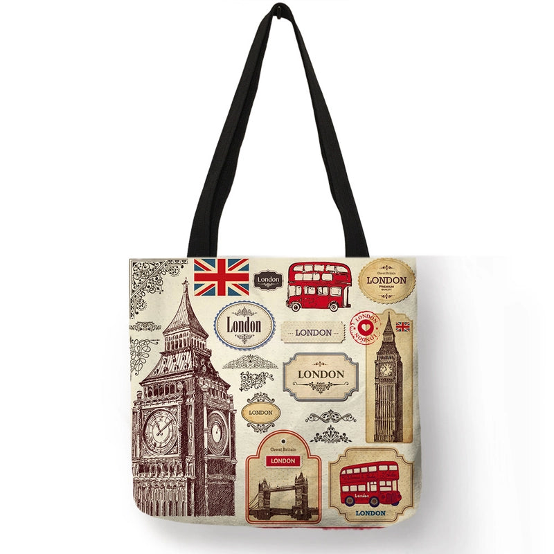 Women’s Medium Polyester Printing Basic Classic Style Square Open Shoulder Bag