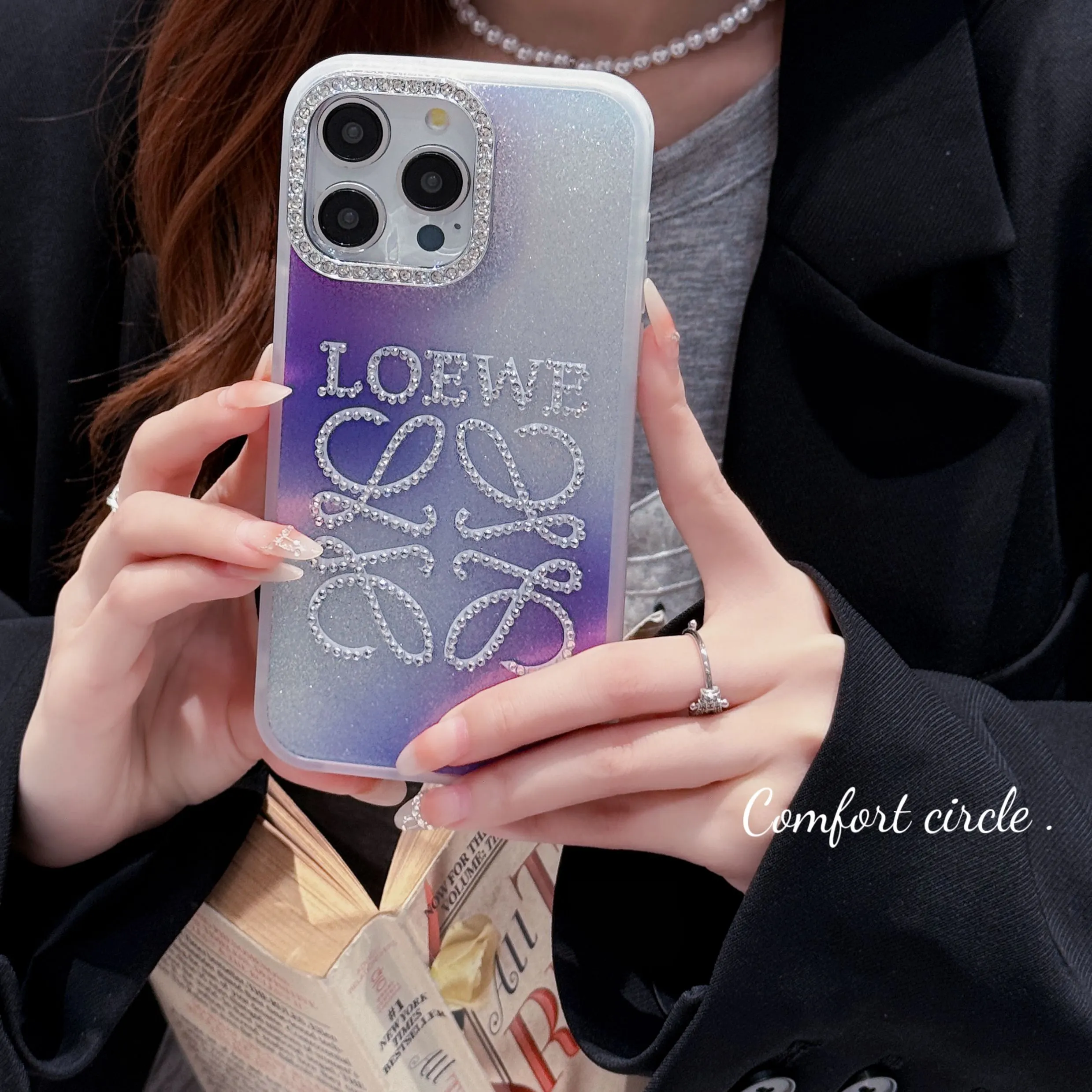 LOEWE Shiny Drop Protection Purple Apple iPhone Case