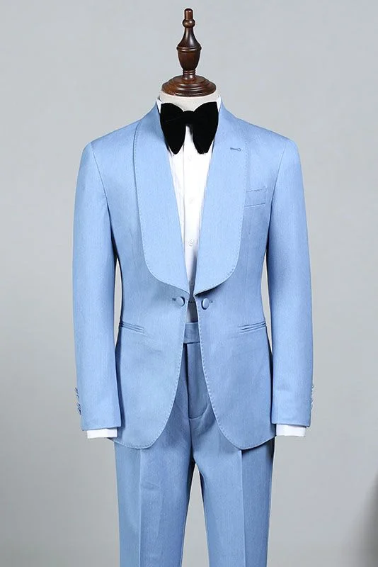 Rock Sky Blue Bespoke Wedding Suit For Bridegrooms