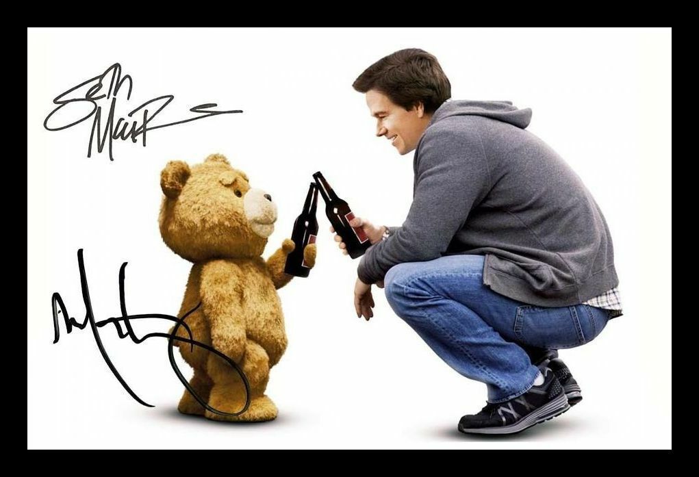 Ted 2 - Seth Macfarlane & Mark Wahlberg Autograph Signed & Framed Photo Poster painting 1