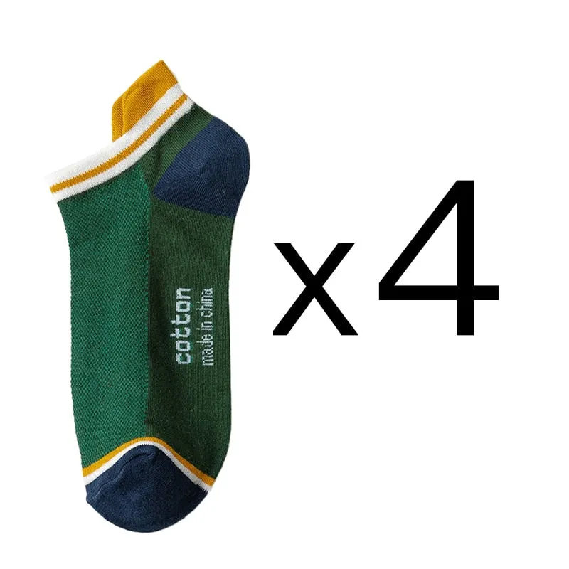 4 Pairs Men Cotton Socks Breathable Four Seasons Fashion Ankle Sock High Heel Wear Mesh Strong Elasticity Sweat funny street