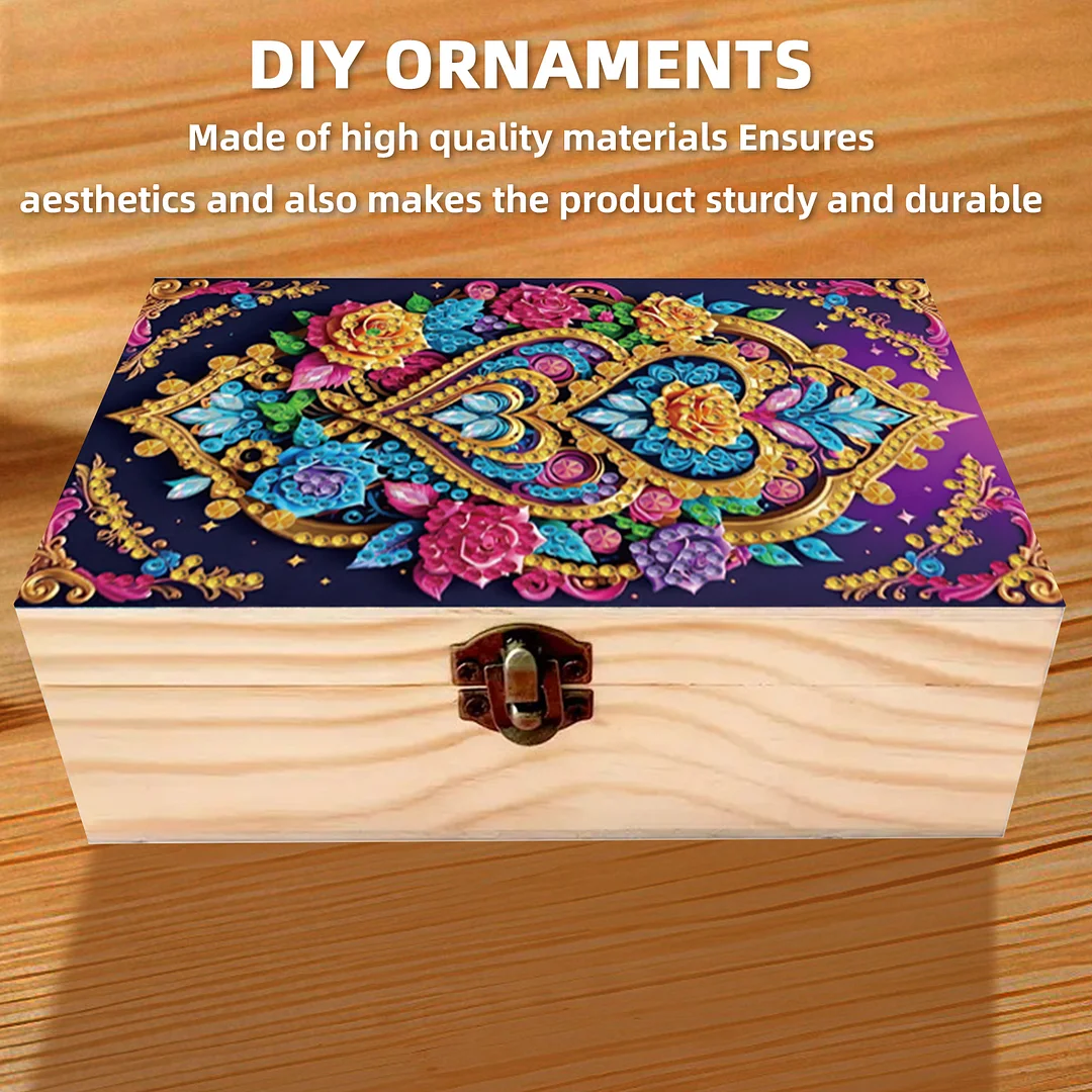 5D DIY Diamond Painting Handmade Wood Storage Box Crystal Storage Case (Pattern)