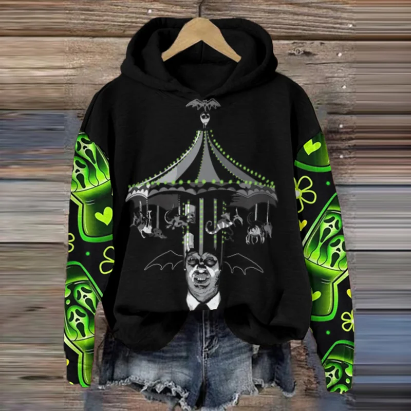 Halloween Horror Movie Pattern Women's Hooded Sweatshirt