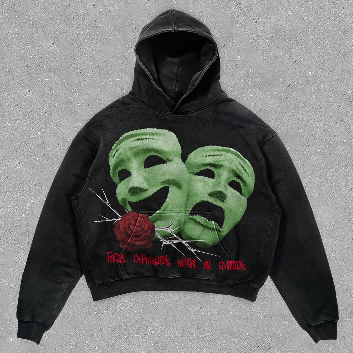 mask print hoodie