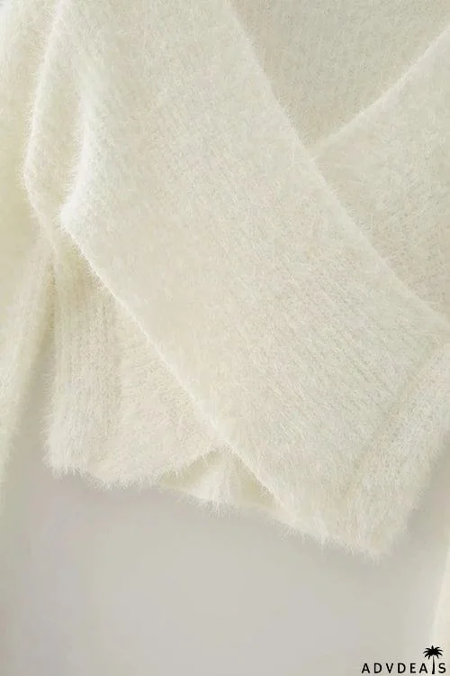 Fuzzy Cross Crop Sweater