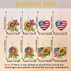 (US Only)4 Pairs Double Sided Sunflower Flag Diamond Painting Earrings for Women Girls