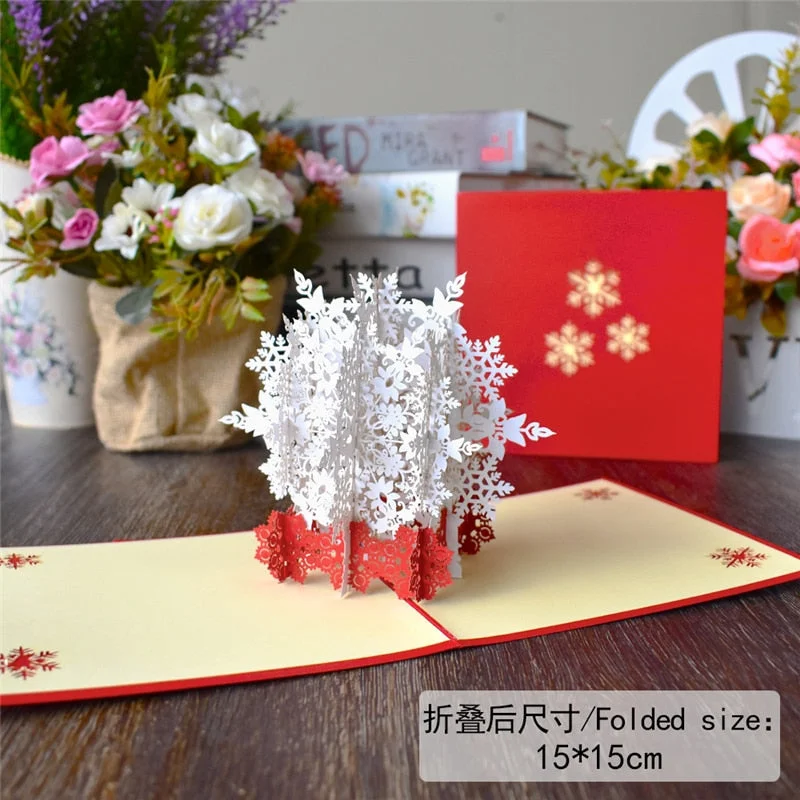 10 Pack 3D Snowflake Pop-Up Cards Xmas Gifts Merry Christmas New Year Holiday Greeting Cards Handmade