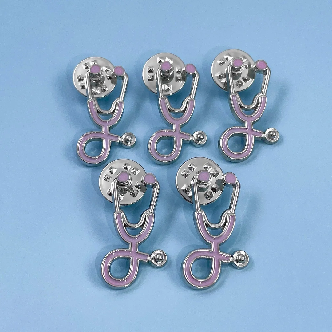 5pc Lilac Stethoscope Pin Pack