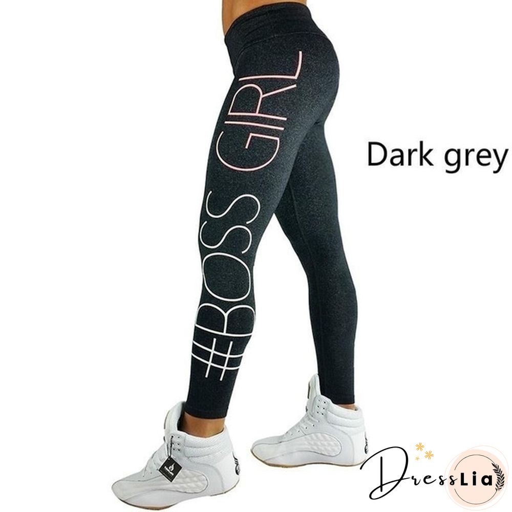 New Women's Pants Boss Girl Tight Package Hip Printing Yoga Leggings