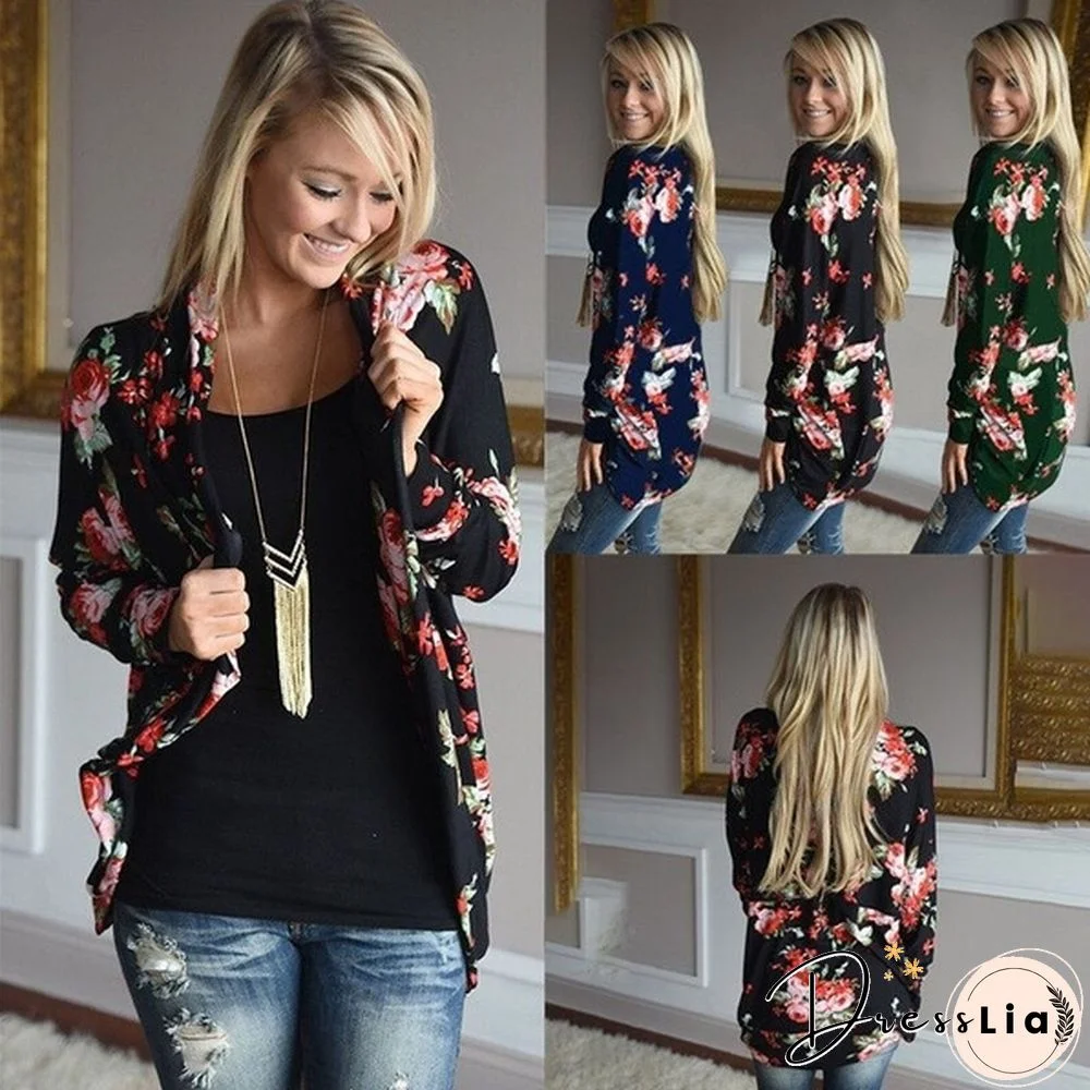 Women New Edition Fashion Floral Jacket Tops Long Sleeve Ladies Jumpers Cardigan Coat Tops