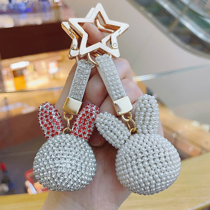 Cute Rabbit Metal Inlay Rhinestones Women’s Bag Pendant Keychain