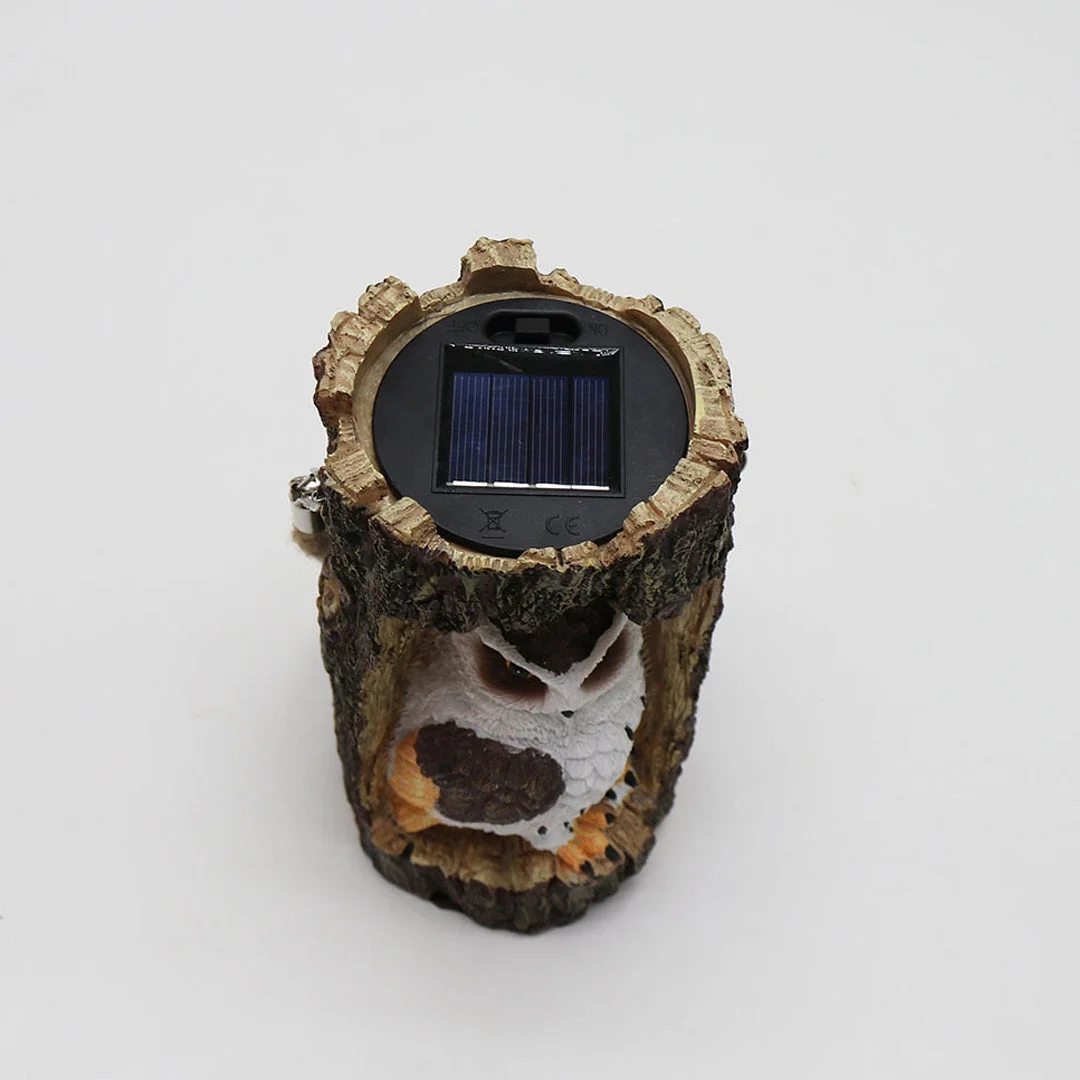 Solar Tree Stump Owl Night Light