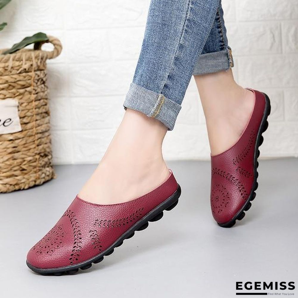 Cow Muscle Ballet Flower Print Women Genuine Leather Flats Loafer Shoes | EGEMISS