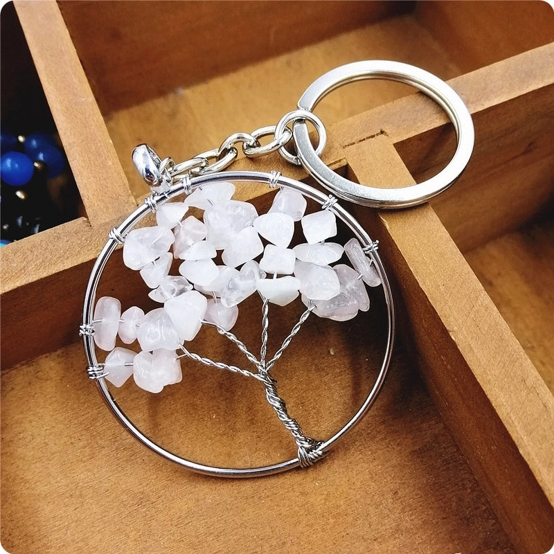 Elegant Minimalist Life Tree Crystal Copper Plating Keychain